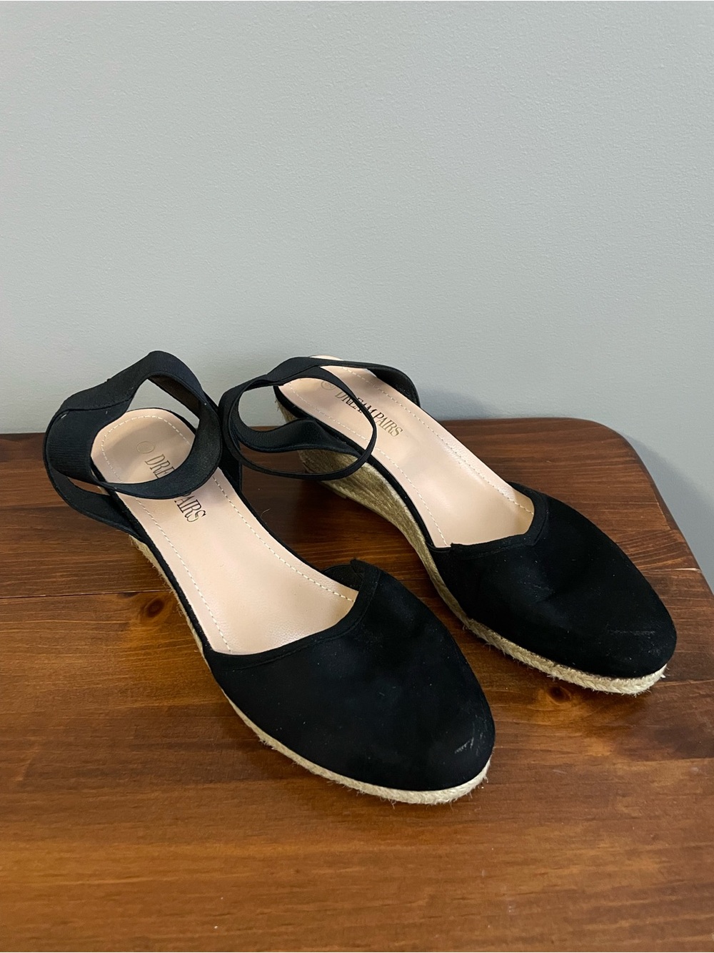 Black Womens Espadrille Wedge Sandals Size 9